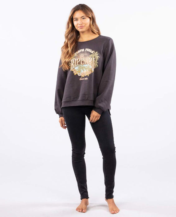 Rip Curl Tropic Feels Crew Sweatshirt-Washed Black