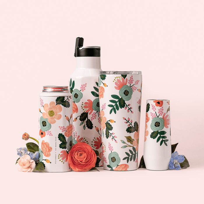 Corkcicle x Rifle Paper Slim Can Cooler-Gloss Cream Lively Floral