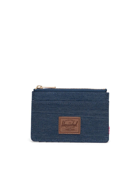 Herschel Oscar Wallet-Indigo Denim Crosshatch/Saddle Brown