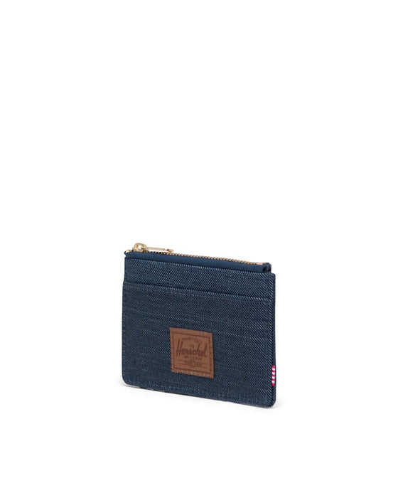 Herschel Oscar Wallet-Indigo Denim Crosshatch/Saddle Brown