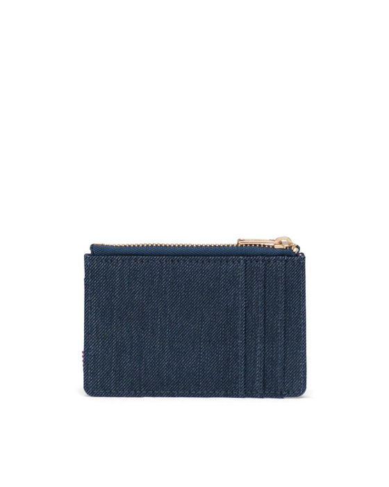 Herschel Oscar Wallet-Indigo Denim Crosshatch/Saddle Brown