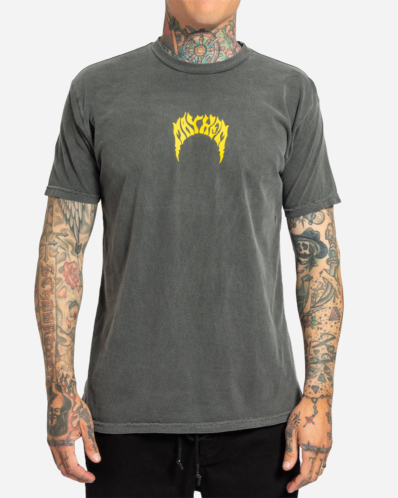 Lost Mayhem Bolts Vintage Dye Tee-Vintage Black