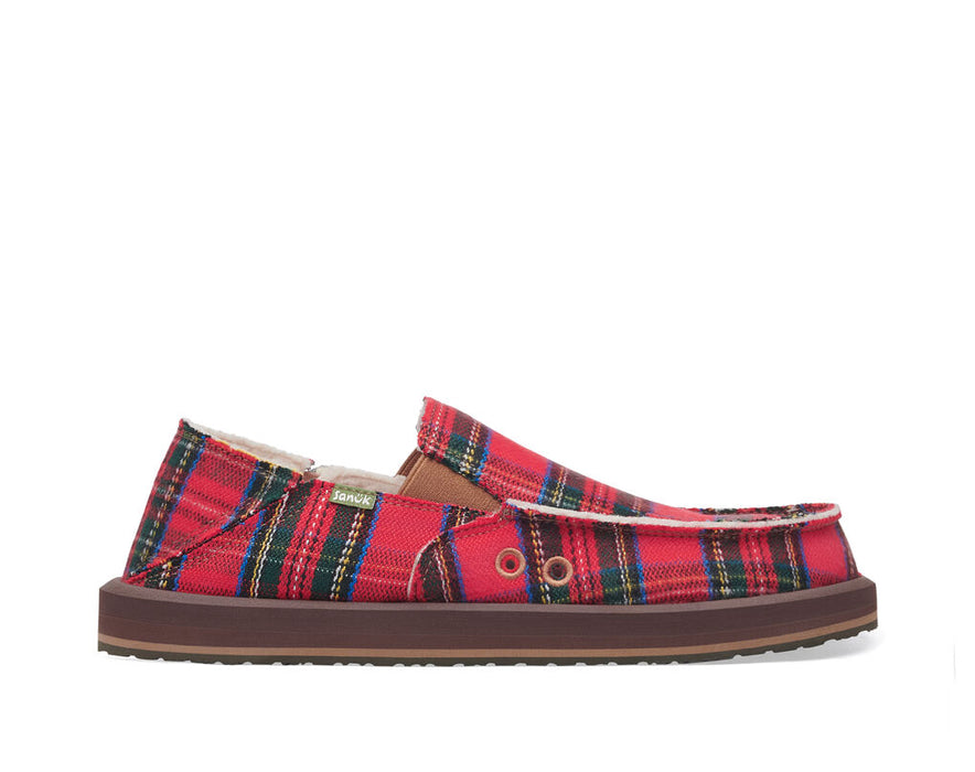 Sanuk Vagabond ST Plaid Chill Shoe-Red Multi