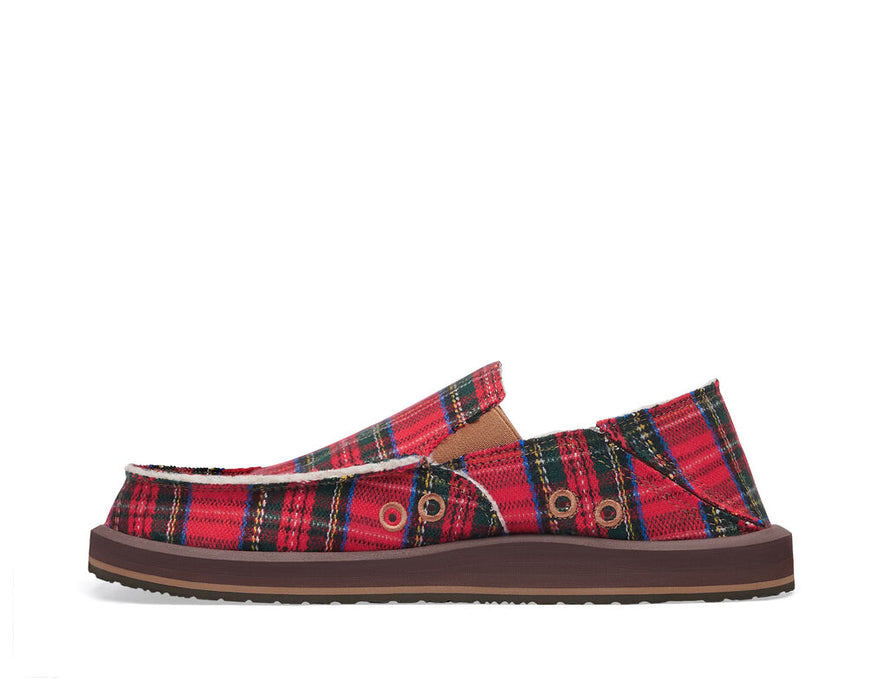 Sanuk Vagabond ST Plaid Chill Shoe-Red Multi