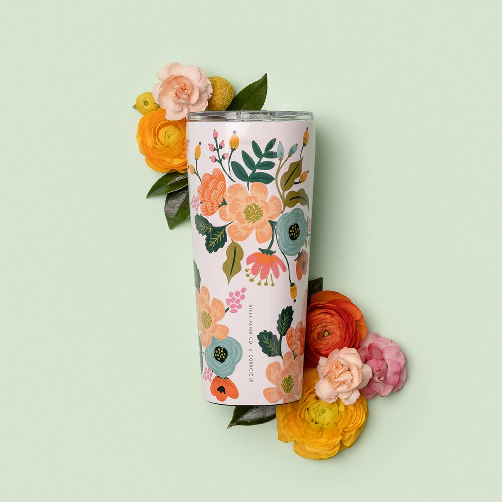 Corkcicle 24 oz Tumbler-Rifle Paper Cream Lively Floral