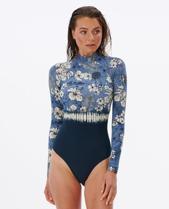 Rip Curl Surf Treehouse UPF L/S One Piece-Navy