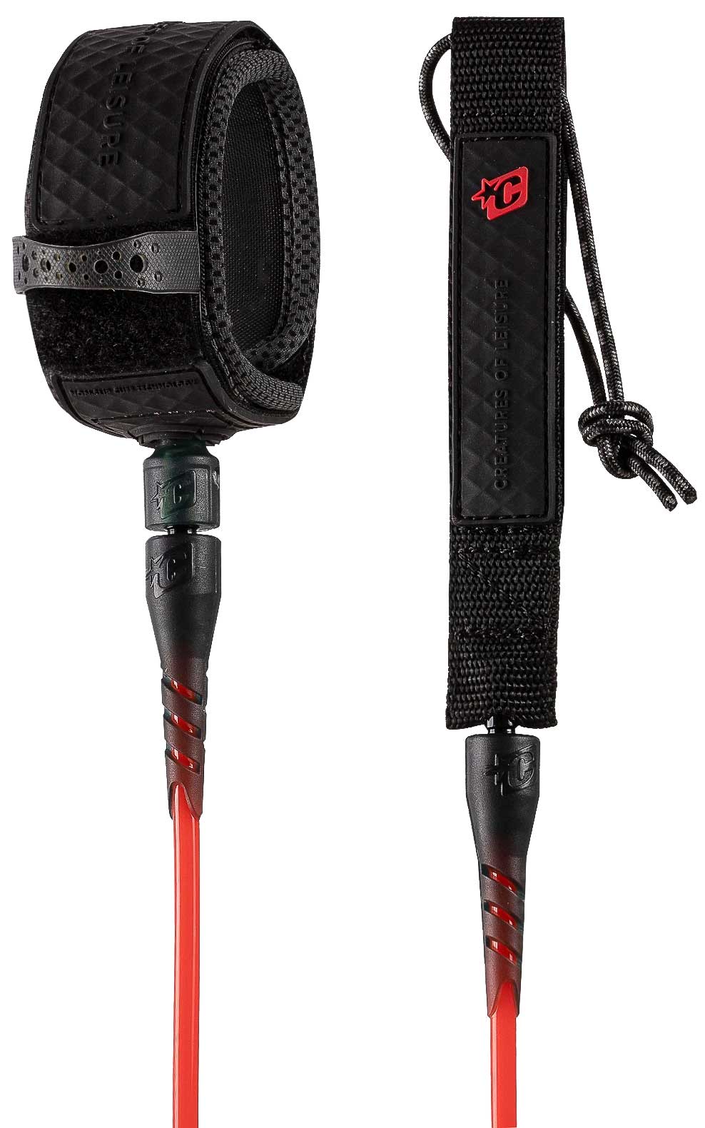Creatures Comp Leash-Fluro Red Black-6'0"