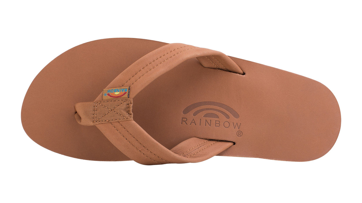 Rainbow Men's Single Layer 1" Strap Sandal-Classic Tan w/Brown