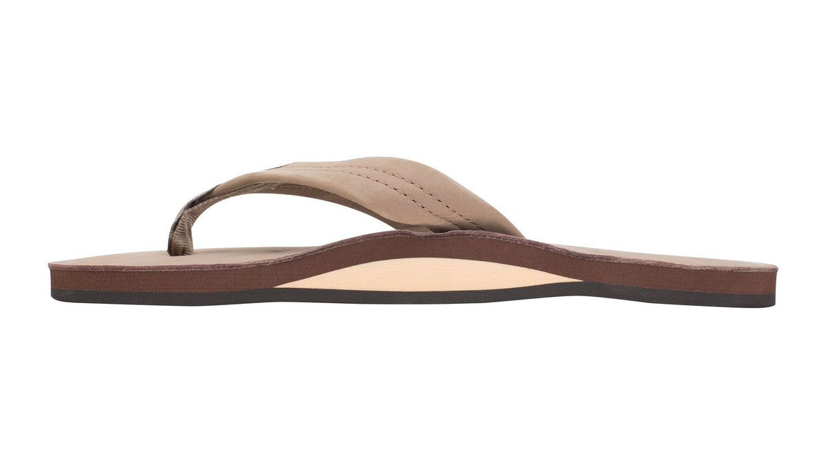 Rainbow M's Single Layer Leather Sandal-Dark Brown
