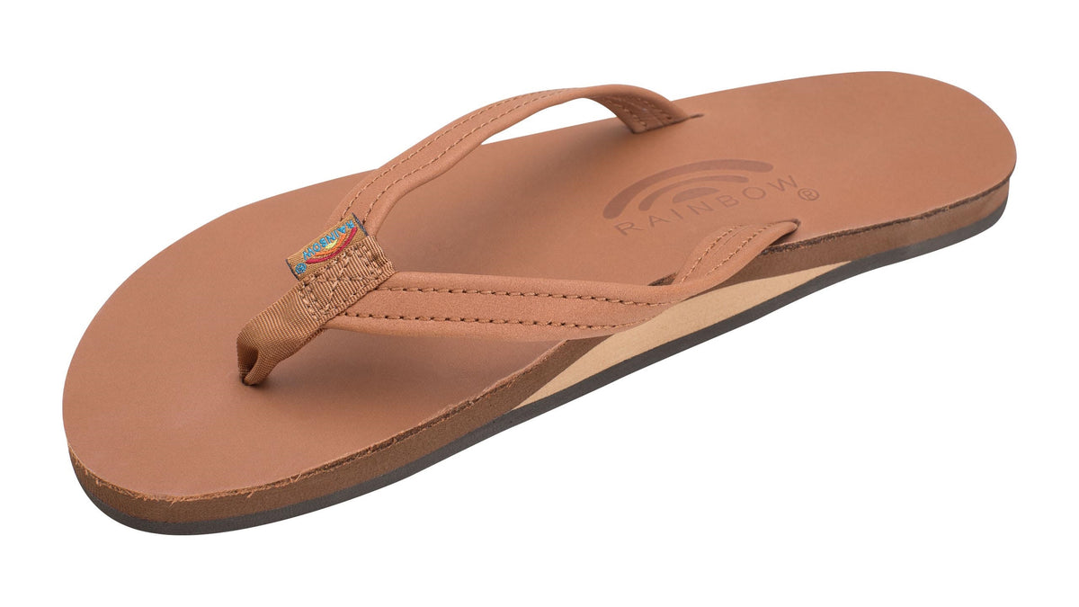 Rainbow Single Layer Leather Narrow Sandal-Classic Tan
