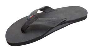 Rainbow Men's Single Layer 1" Strap Sandal-Premier Black