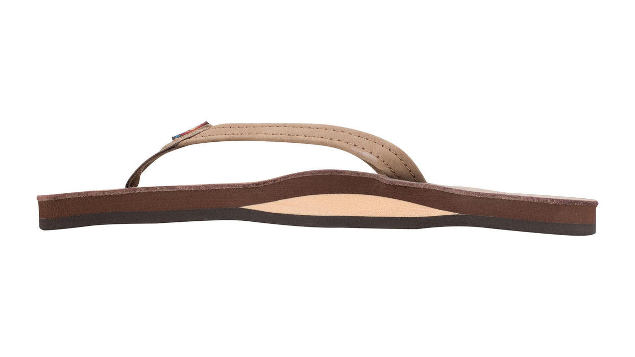 Rainbow Single Layer Leather Narrow Sandal-Dark Brown