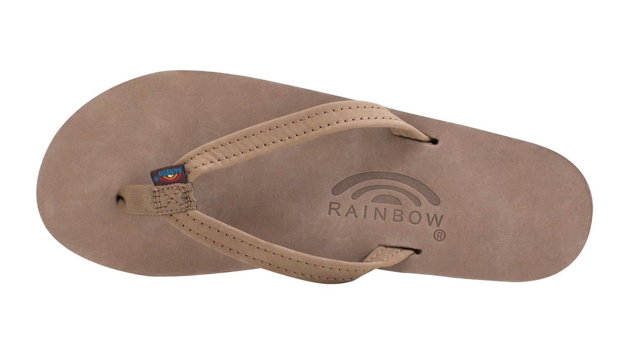 Rainbow Single Layer Leather Narrow Sandal-Dark Brown