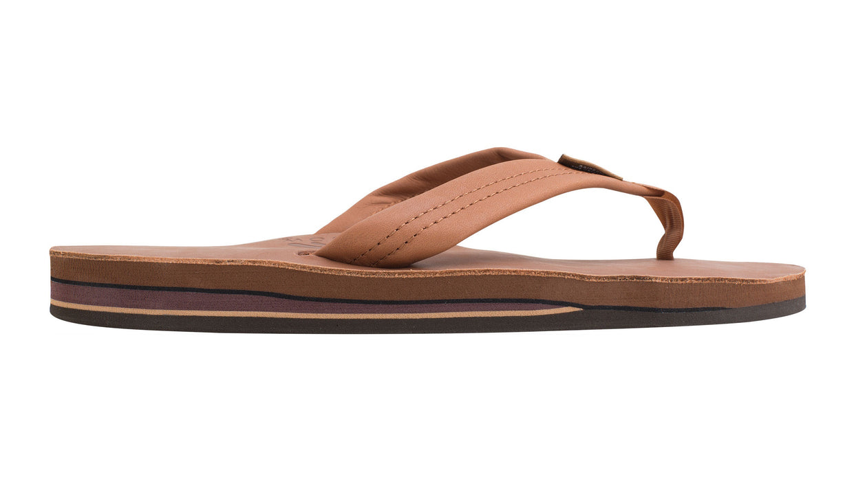 Rainbow Double Layer Leather Sandal-Classic Tan w/Brown
