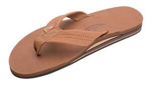 Rainbow Double Layer Leather Sandal-Classic Tan w/Brown