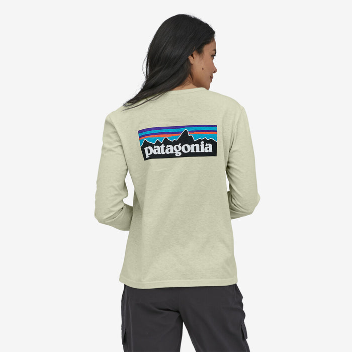 Patagonia P-6 Logo L/S Responsibili-Tee-Birch White
