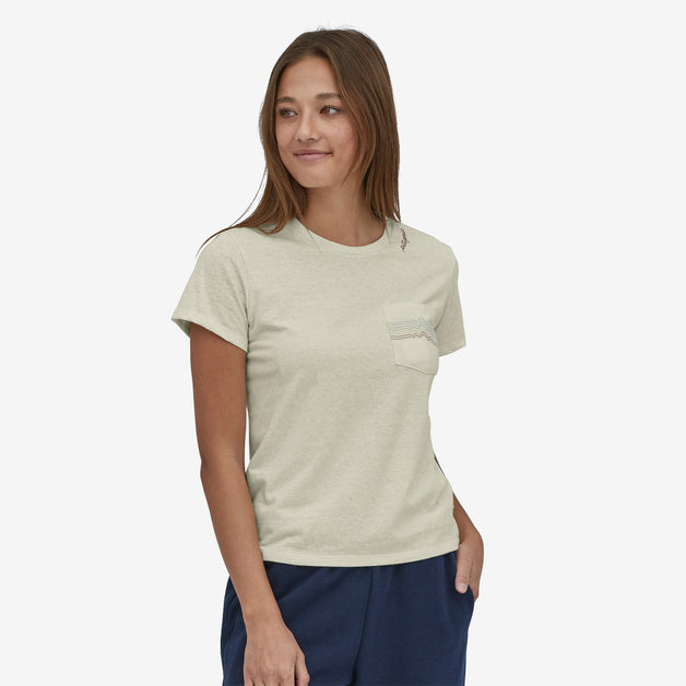 Patagonia W's Ridge Rise Stripe Pocket Responsibili-Tee-Birch White