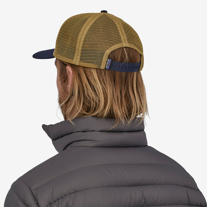 Patagonia P-6 Logo Trucker Hat-Oar Tan w/New Navy