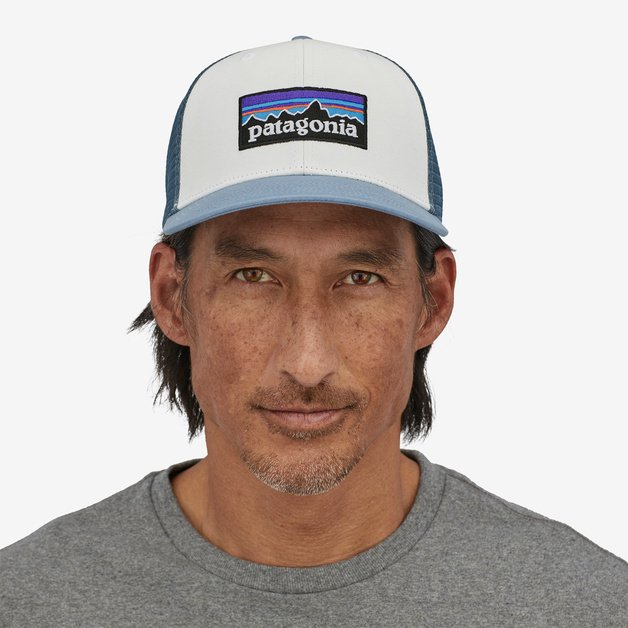 Patagonia P-6 Logo Trucker Hat-White w/Light Plume Grey