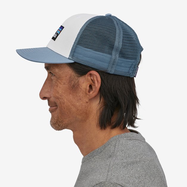Patagonia P-6 Logo Trucker Hat-White w/Light Plume Grey — REAL