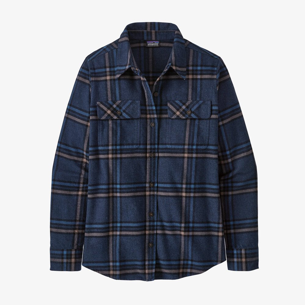 Patagonia W's L/S Organic Cotton MW Fjord Flannel-Tundra: New Navy