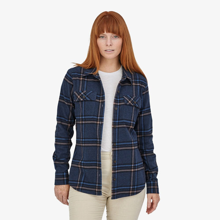 Patagonia W's L/S Organic Cotton MW Fjord Flannel-Tundra: New Navy
