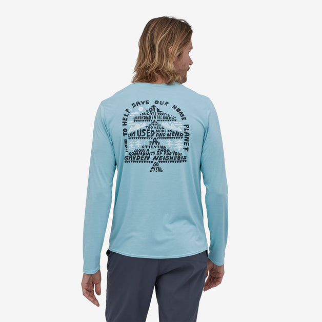 Patagonia Cap Cool Daily Graphic L/S Tee-Fin Blue X-Dye