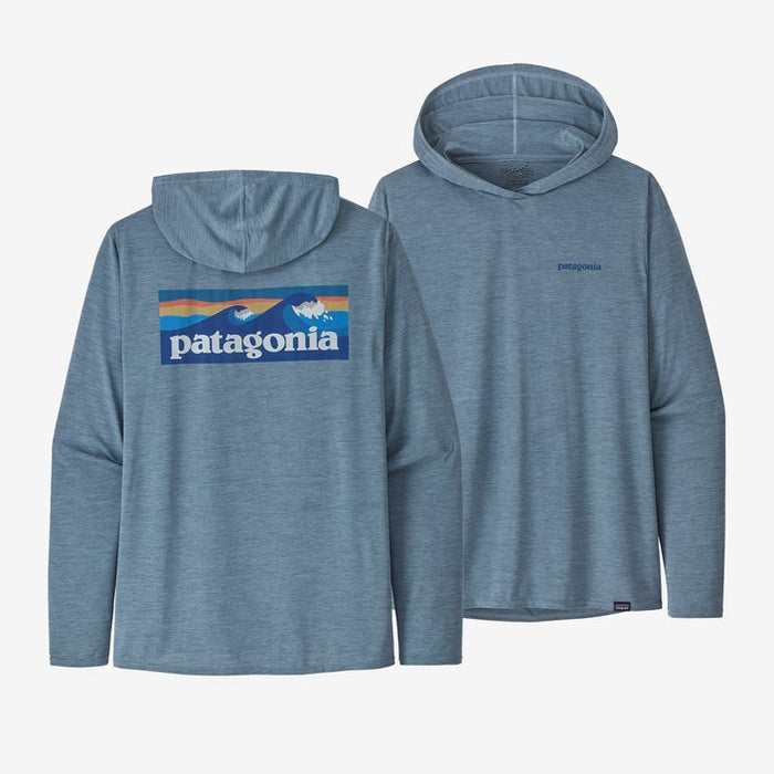 Patagonia Cap Cool Daily Graphic Hooded L/S Tee-Boardshort Logo: Light Plume Grey X-Dye
