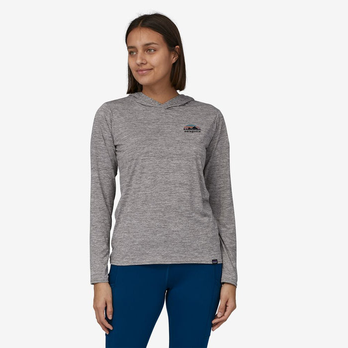 Patagonia Cap Cool Daily Graphic Hooded L/S Tee-Skyline Stencil: Feather Grey