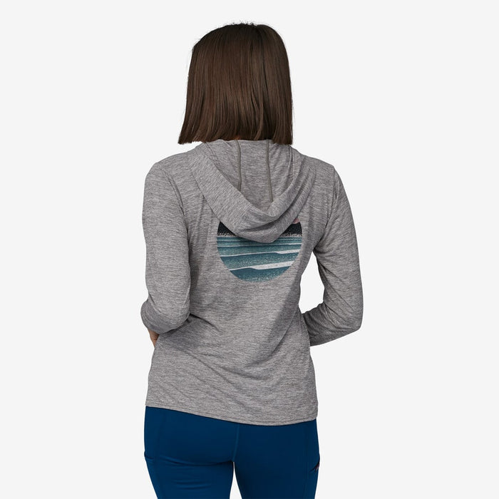 Patagonia Cap Cool Daily Graphic Hooded L/S Tee-Skyline Stencil: Feather Grey