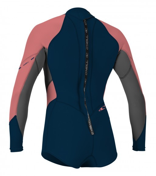 O'Neill Wms Bahia Short L/S Springsuit-Slate/Graphite/Coral