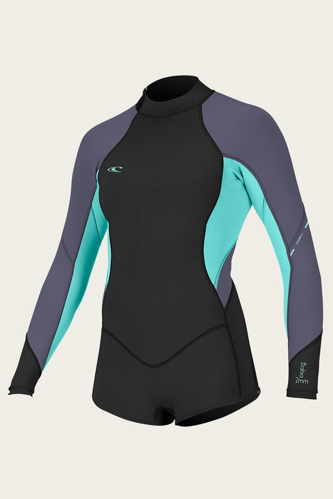 O'Neill Wmn's Bahia 2/1MM L/S Springsuit-Black/Seaglass/Dusk