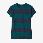 Patagonia W's Mainstay Tee-Anchor Stripe: Dark Borealis Green