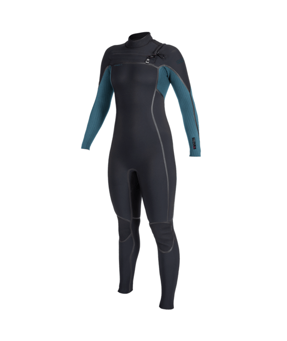 O'Neill Wmn's Hyperfreak Fire 4/3+ CZ Wetsuit-Blk/Tidepool
