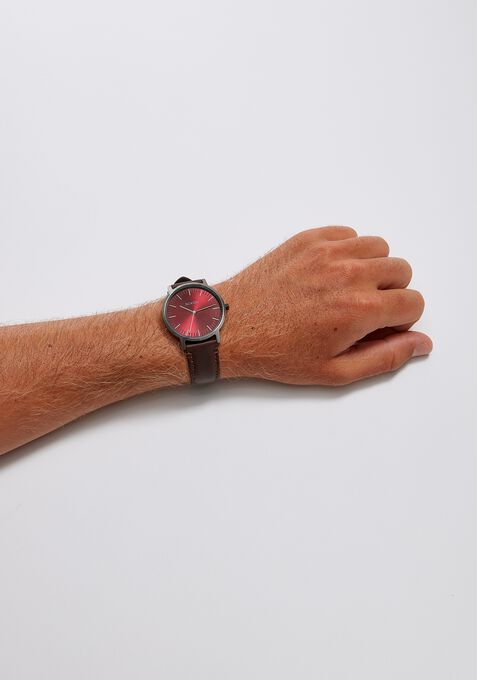 Nixon Porter Leather Watch-Gunmetal/Charcoal