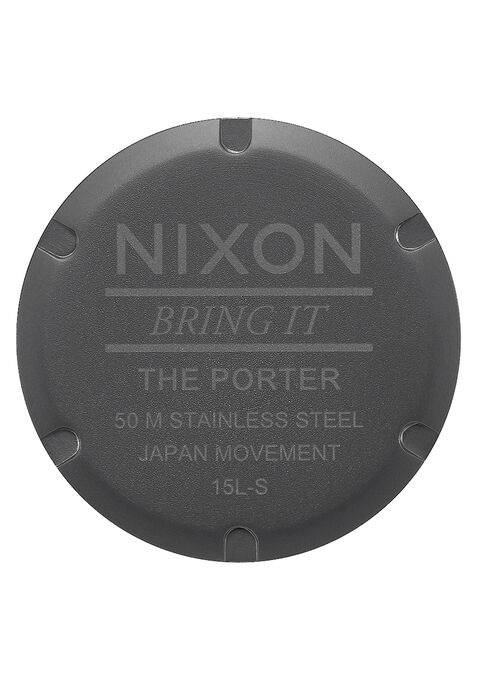 Nixon Porter Leather Watch-Gunmetal/Charcoal