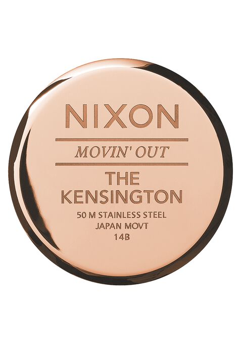 Nixon Kensington Leather Watch-Navy/Rose Gold
