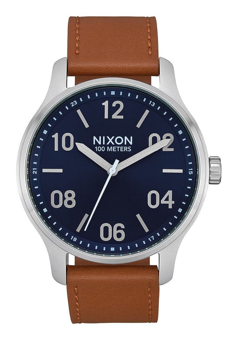 Nixon Patrol Leather Watch-Navy/Sadle