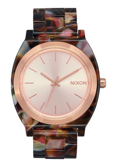 Nixon Time Teller Acetate Watch-Rose Gold/Pink Tortoise