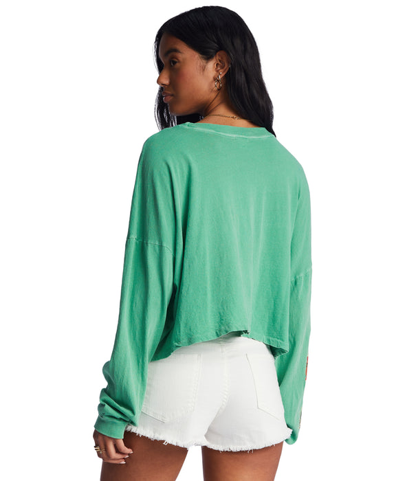 Billabong Beach Boyfriend Crop L/S Tee-Sweet Grass