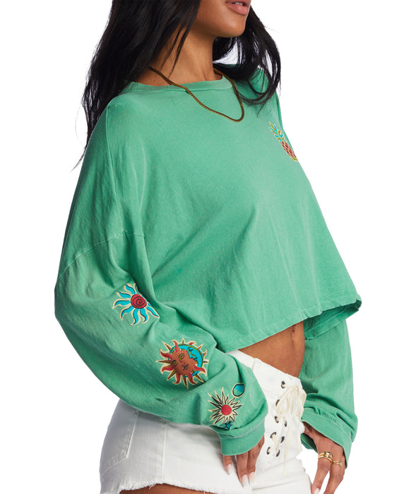 Billabong Beach Boyfriend Crop L/S Tee-Sweet Grass