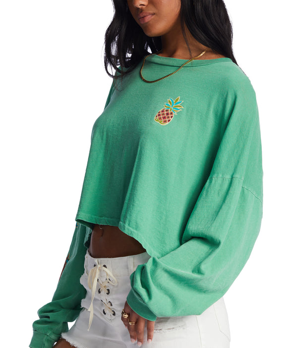 Billabong Beach Boyfriend Crop L/S Tee-Sweet Grass