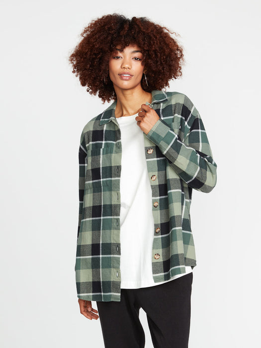 Volcom Oversize Me L/S Shirt-Dark Pine