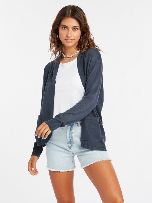 Volcom Breezy Babe Wrap Sweater Midnight Blue