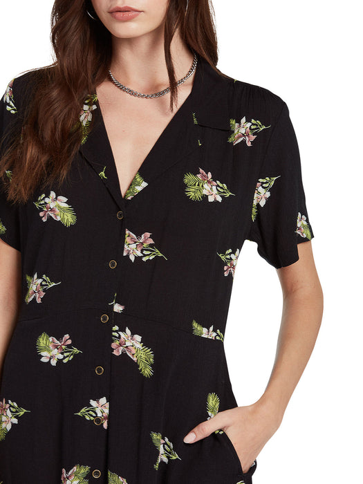 Volcom Stormy Tropix S/S Dress-Black