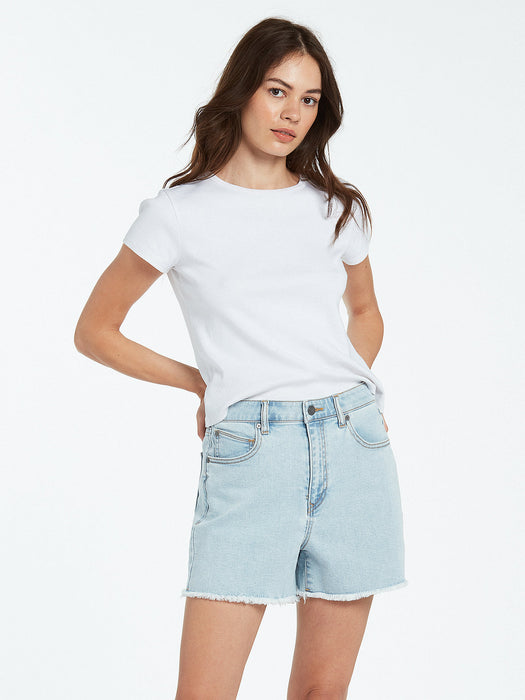 Volcom Stone Step Hi-Rise Shorts-Thrifter Blue Light