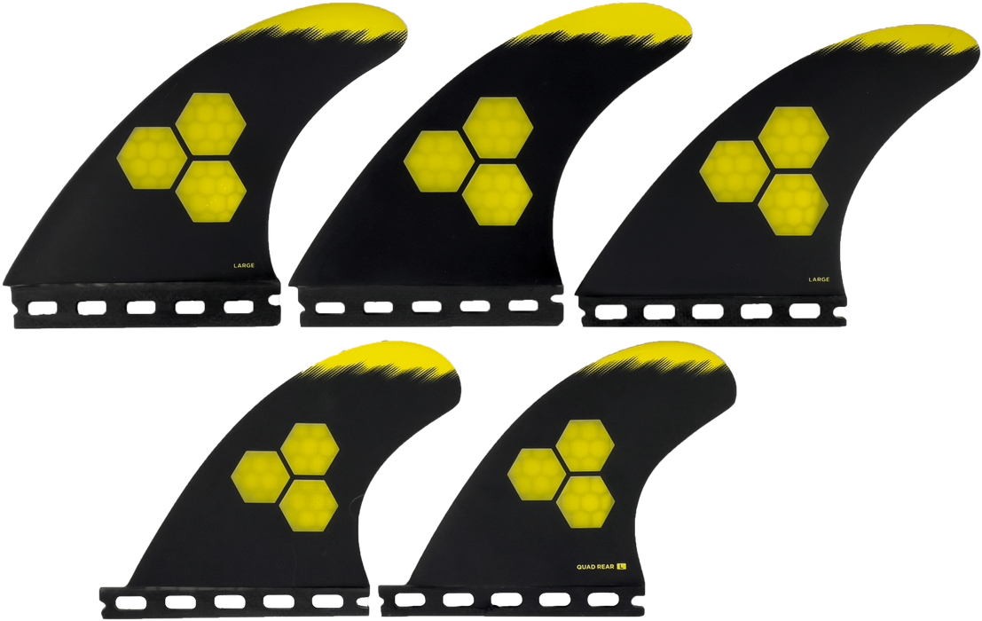 Channel Islands Tech 1 Tri/Quad Fin Set-Yellow-Large