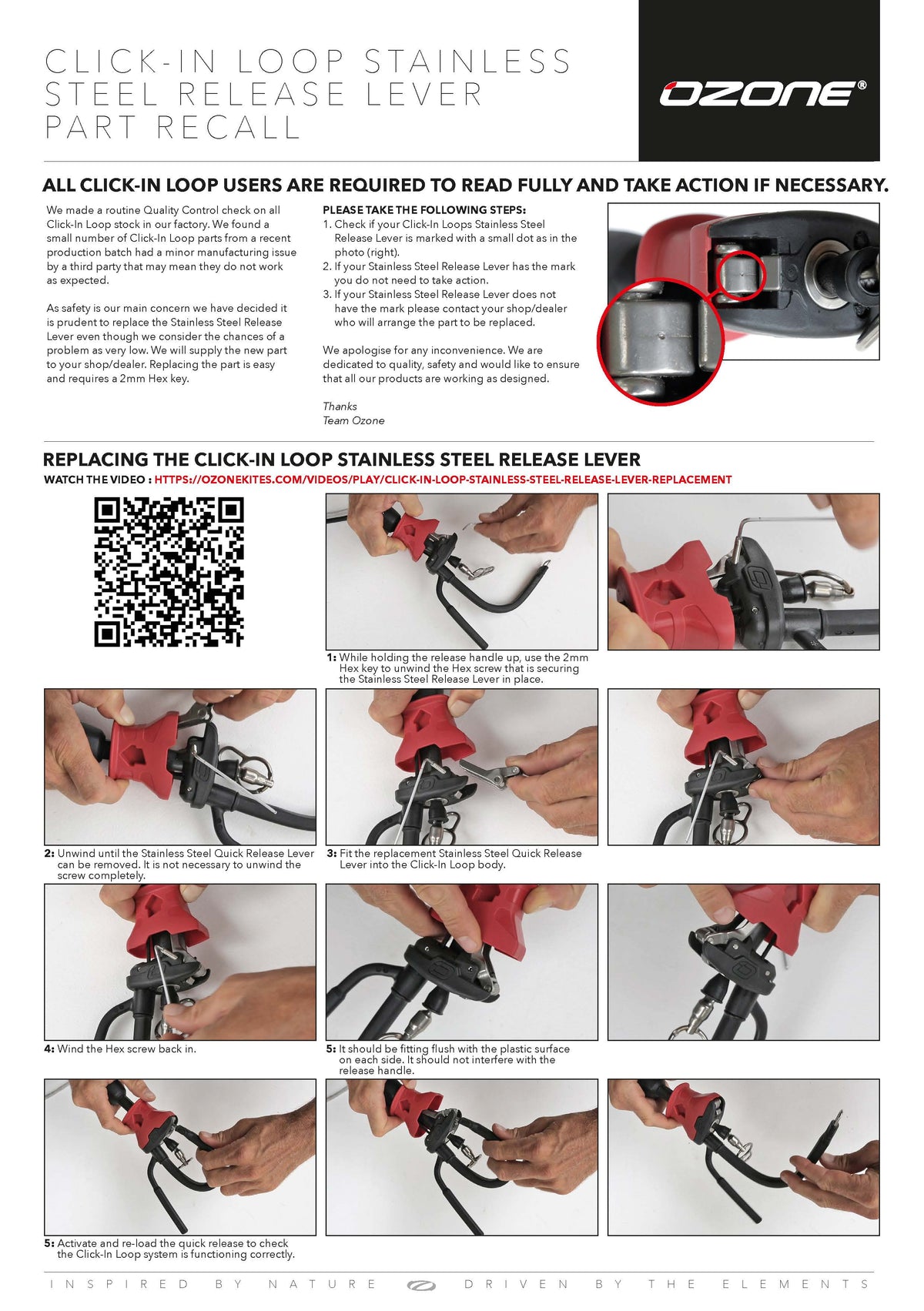 Ozone Click in Recall Service Kit