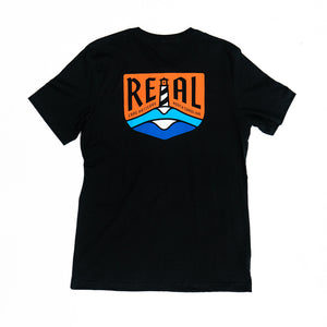REAL Lighthouse Badge Tee-Vintage Black— Alternate View