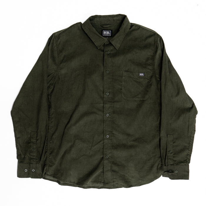 REAL Woods Cord L/S Shirt-Olive